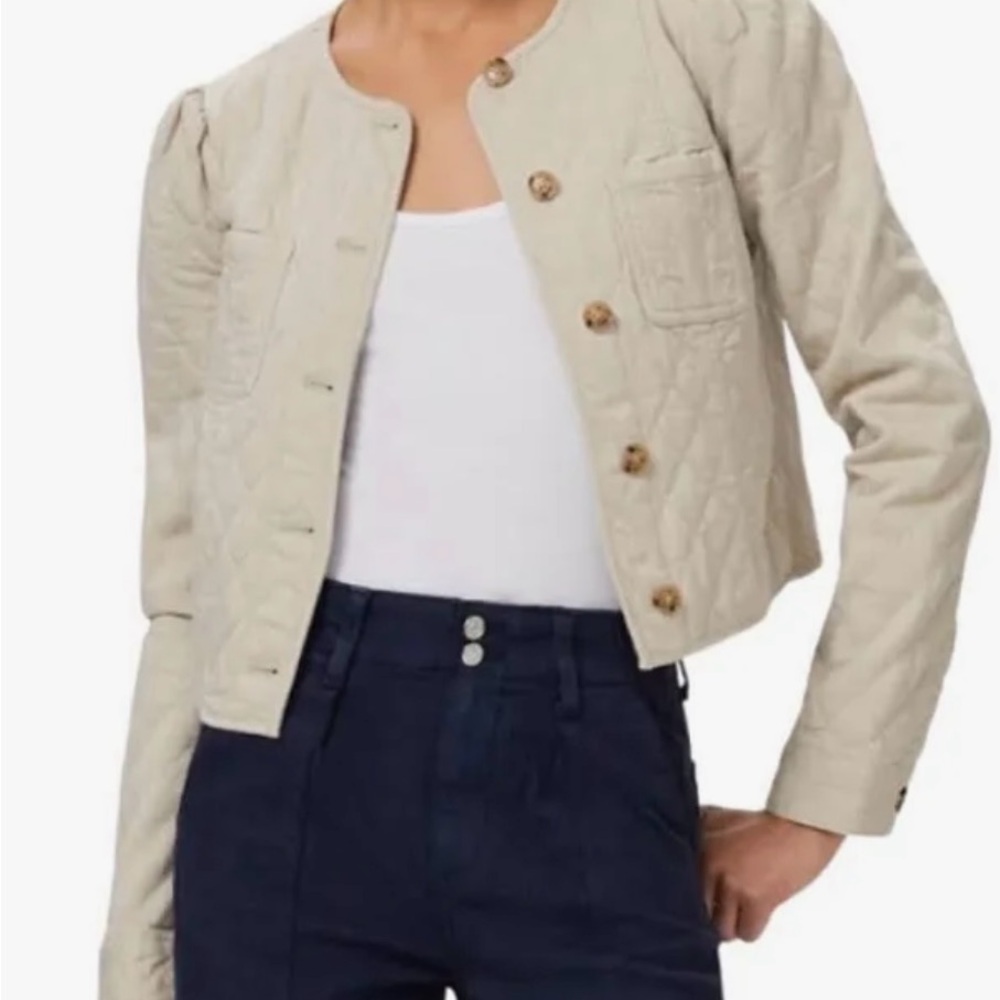 PAIGE Cream Utility Jacket with Cropped Design
